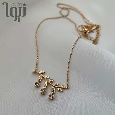 گردنبند برگ آویز نگین ژوپینگ
