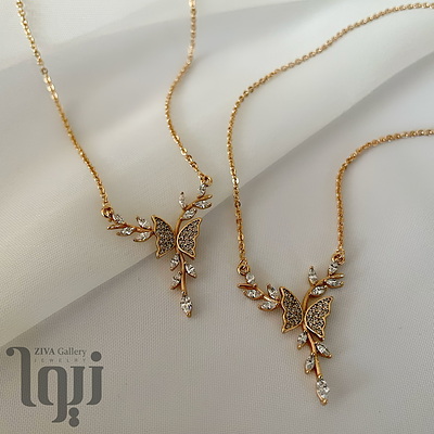 گردنبند پروانه و شاخه برگ ژوپینگ
