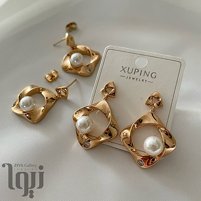 گوشواره مرواریدی آویز مکعب ژوپینگ