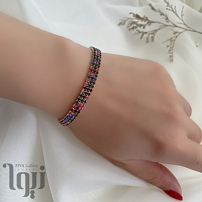 دستبند تنیسی نگین رنگی ژوپینگ