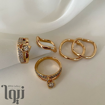 انگشتر آویز قفل و رینگ موج ژوپینگ